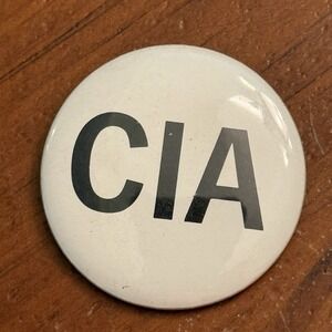 CIA Small White Black Vintage Pinback Button Pin Round Circle